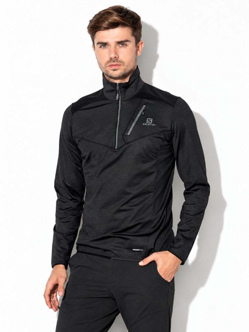 SALOMON Grid 1/4 Zip MidLayer Breathable Mens M Outdoor Hiking Gorpcore Skiing